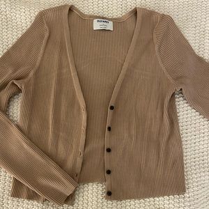 Brown ribbed button up cardigan. Slightly cropped. Size M